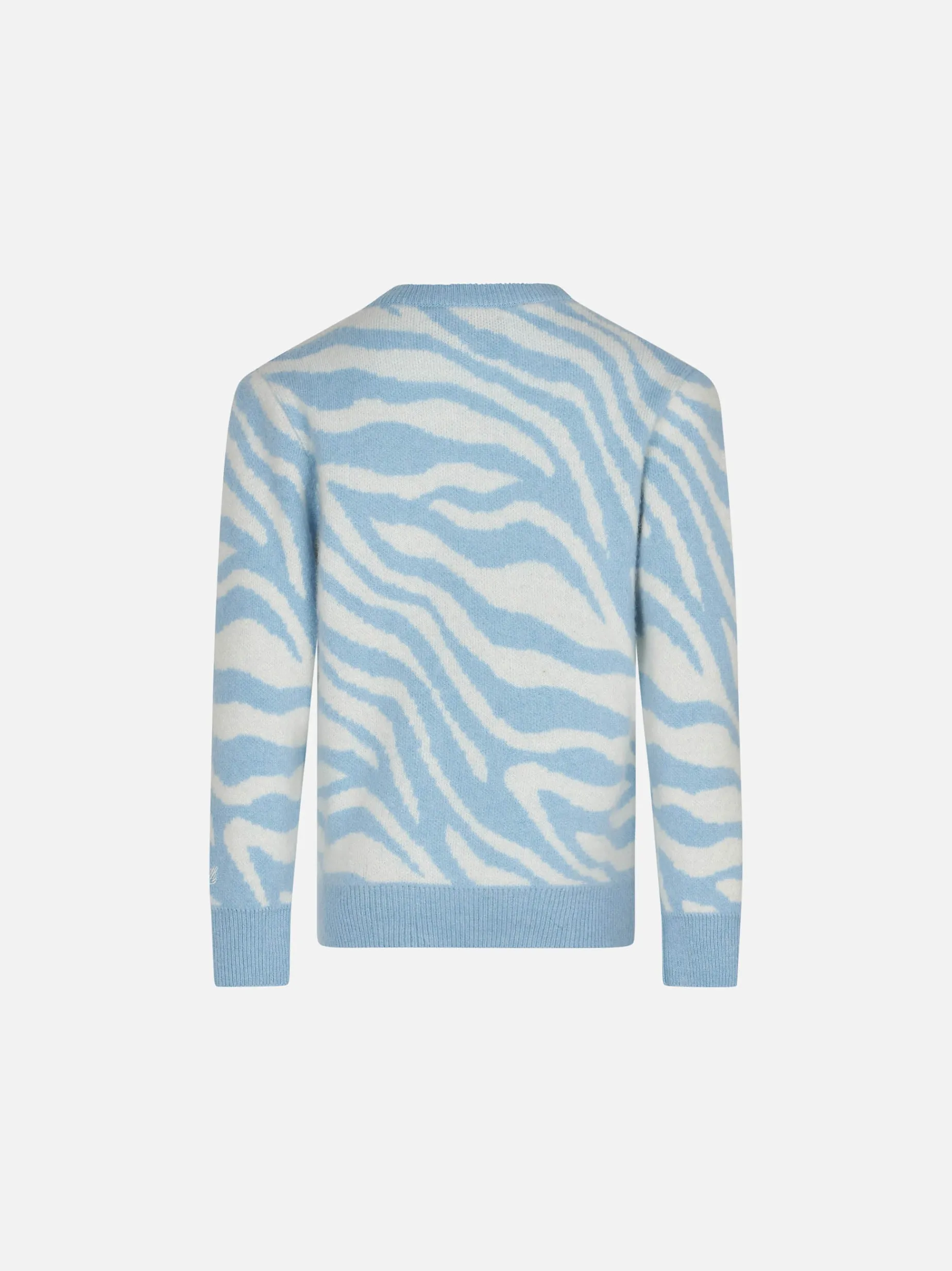 Gebürsteter Mädchenpullover mit Zebramuster und Wild Girl-Stickerei