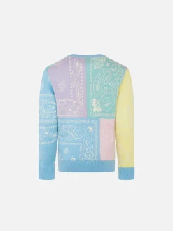 Gebürsteter Pullover mit Bandana-Print für Mädchen