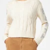 Geflochtener Damenpullover mit Rundhalsausschnitt und Saint-Barth-Lurex-Print