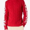 Geflochtener Rollkragenpullover für Herren mit Cortina Ampezzo-Aufdruck