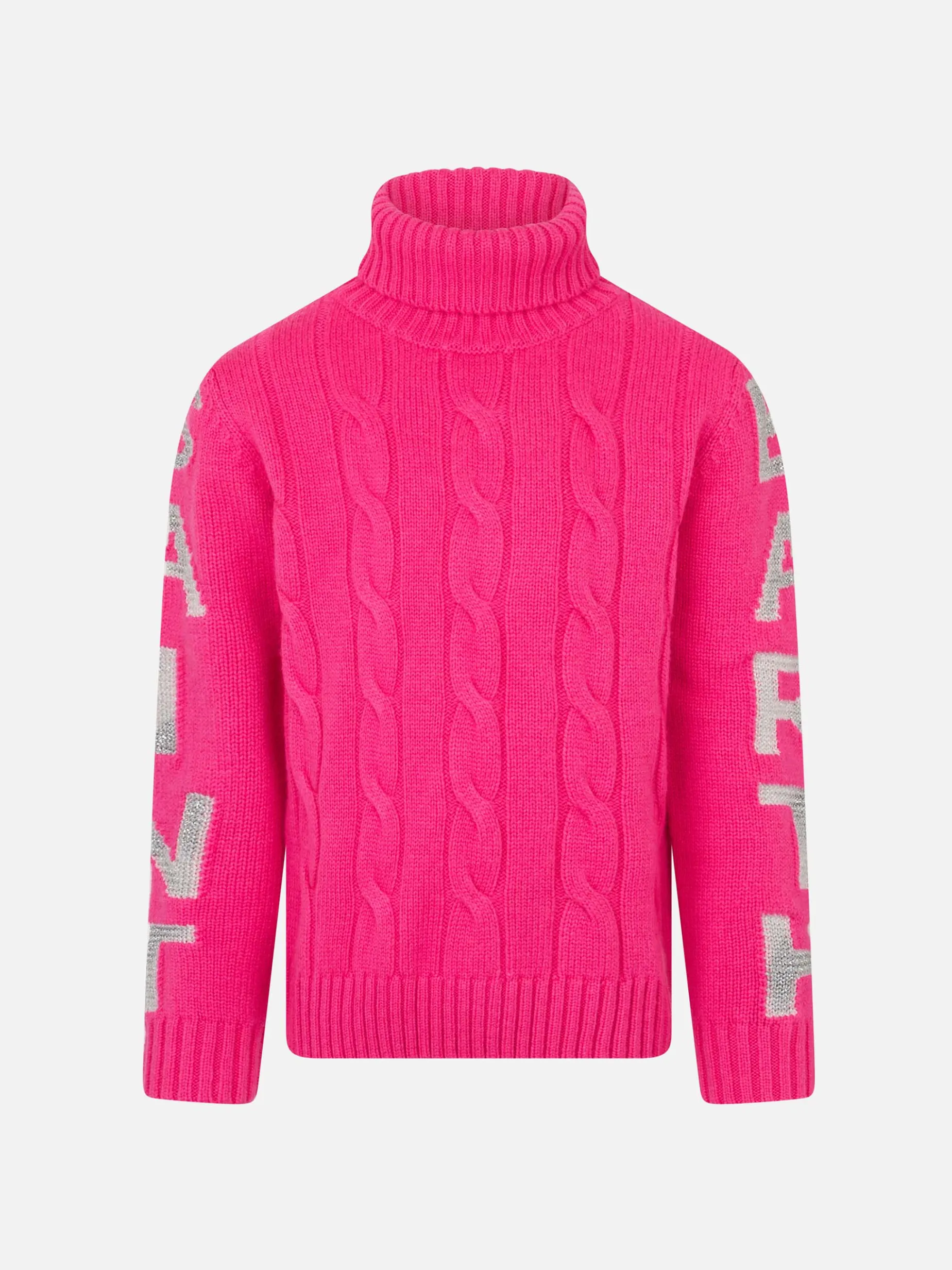 Geflochtener Rollkragenpullover für Mädchen mit Saint-Barth-Jacquard-Print