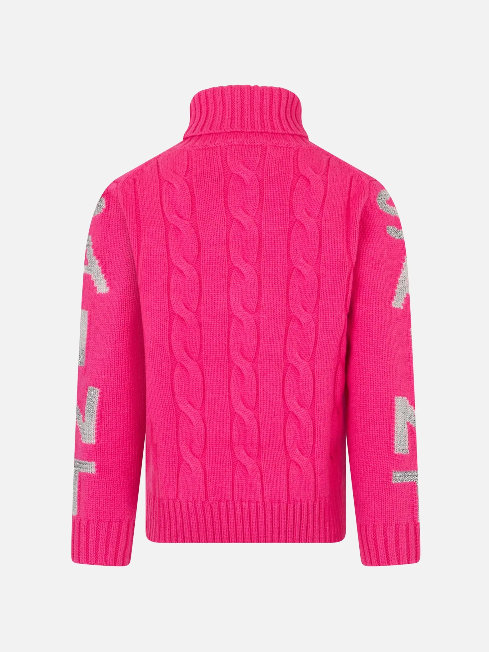Geflochtener Rollkragenpullover für Mädchen mit Saint-Barth-Jacquard-Print