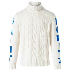 Geflochtener Rollkragenpullover für Herren mit Sankt-Moritz-Aufdruck