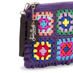 Gehäkelte Umhängetasche Clutch „Parisienne“ in Violett