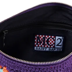 Gehäkelte Umhängetasche Clutch „Parisienne“ in Violett