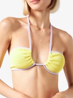 Gelber Crinkle-Bandeau-Bikini für Damen | MELISSA SATTA SONDEREDITION