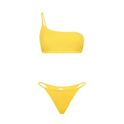 Gelber Damen-Bralette-Bikini mit einer Schulter