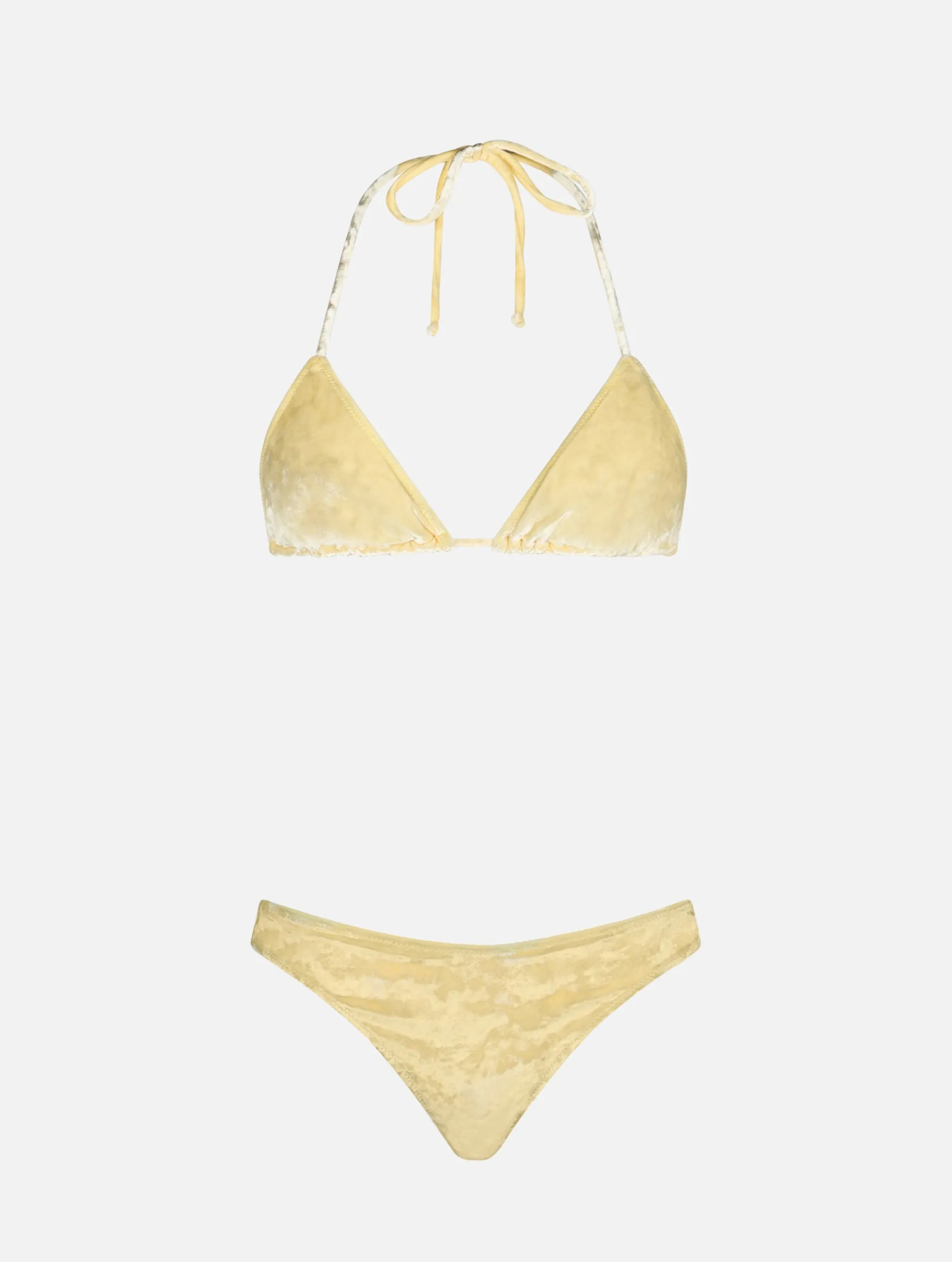 Gelber Damen-Triangel-Bikini aus Chenille, Leah Naomi