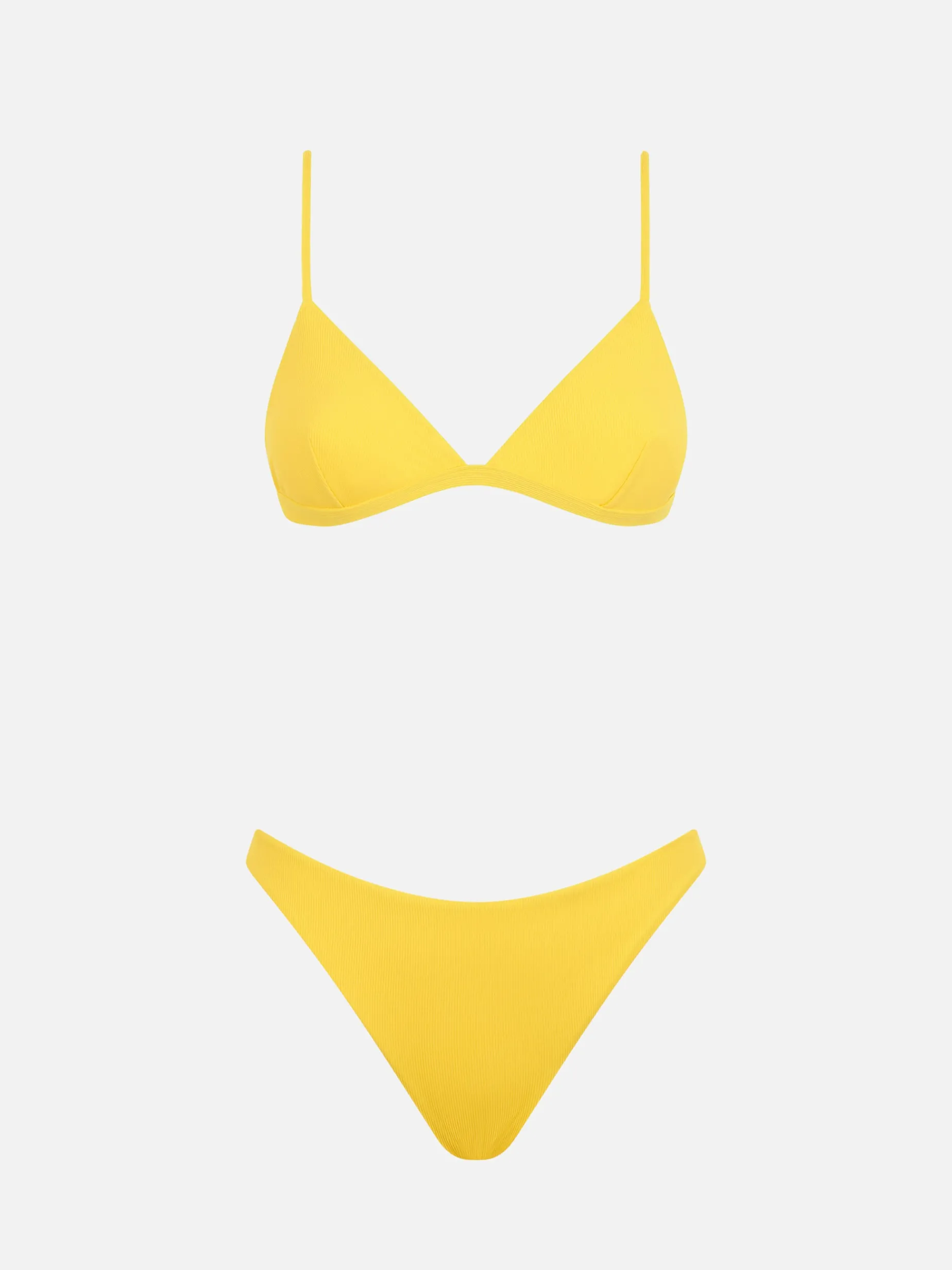 Gelber gerippter Triangel-Bikini für Damen