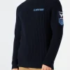 Gerippter blauer Herrenpullover