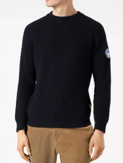 Gerippter blauer Pullover