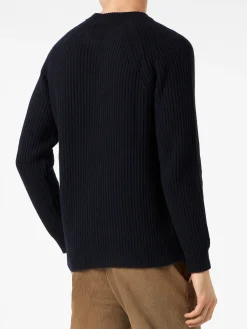 Gerippter blauer Pullover