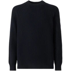 Gerippter blauer Pullover