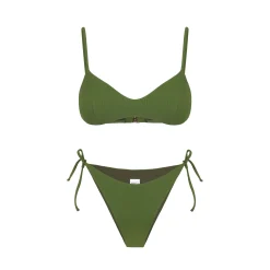 Gerippter Bralette-Bikini für Damen im Military-Stil
