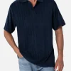 Geripptes blaues Frottee-Poloshirt für Herren Jeremy