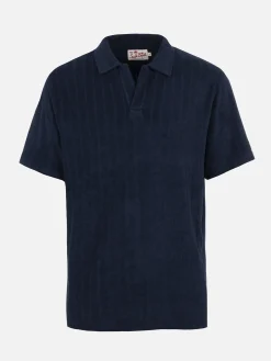 Geripptes blaues Frottee-Poloshirt für Herren Jeremy