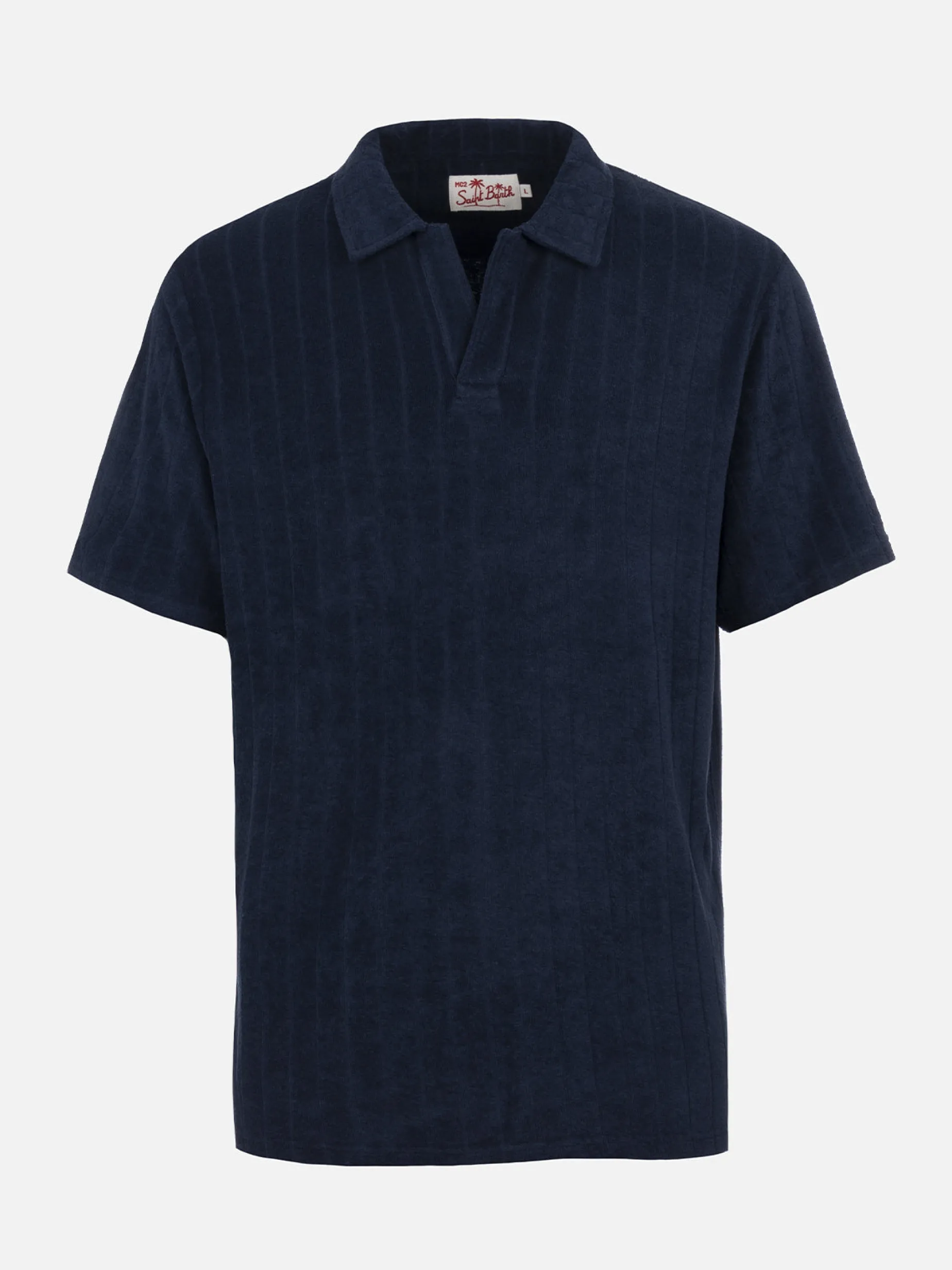 Geripptes blaues Frottee-Poloshirt für Herren Jeremy