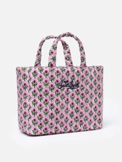 Gesteppte Soft Tote Mid Bag mit rosa Blumenmuster