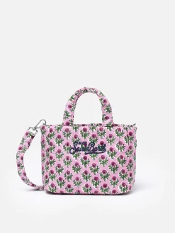 Gesteppte Soft Tote Mini-Tasche mit rosa Blumenmuster