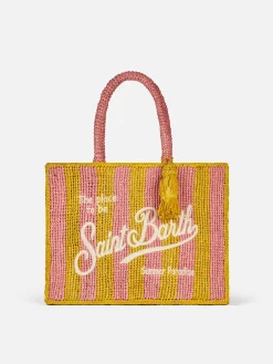 Gestreifte Colette Raffia-Handtasche