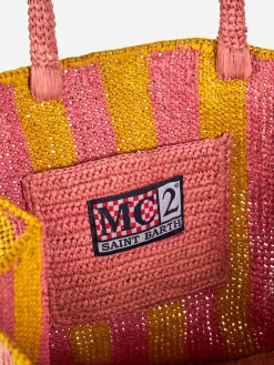 Gestreifte Colette Raffia-Handtasche