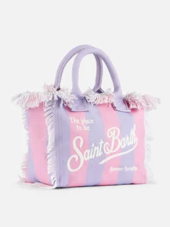 Gestreifte Colette-Handtasche aus Baumwollcanvas