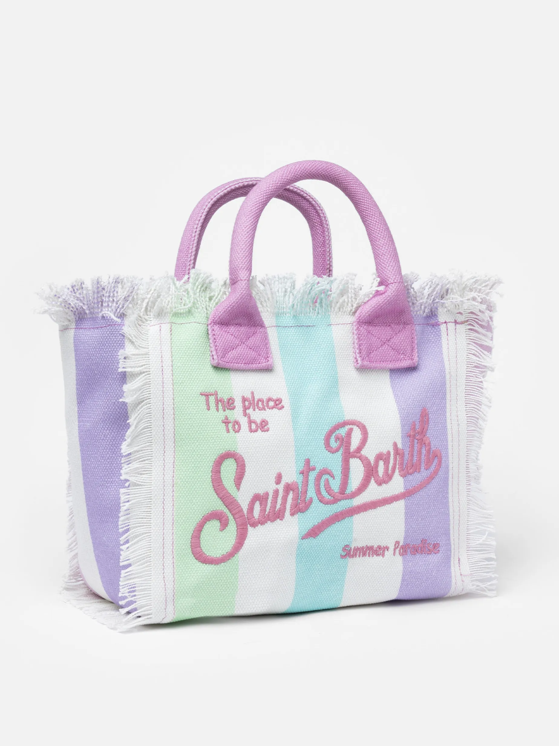 Gestreifte Colette-Handtasche aus Baumwollcanvas