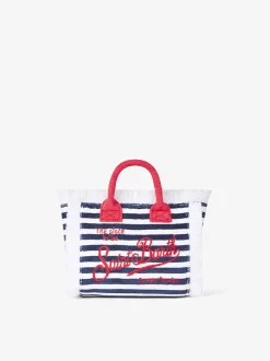 Gestreifte Mini-Vanity-Handtasche aus Frottee