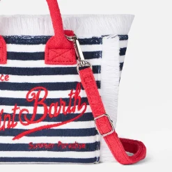 Gestreifte Mini-Vanity-Handtasche aus Frottee