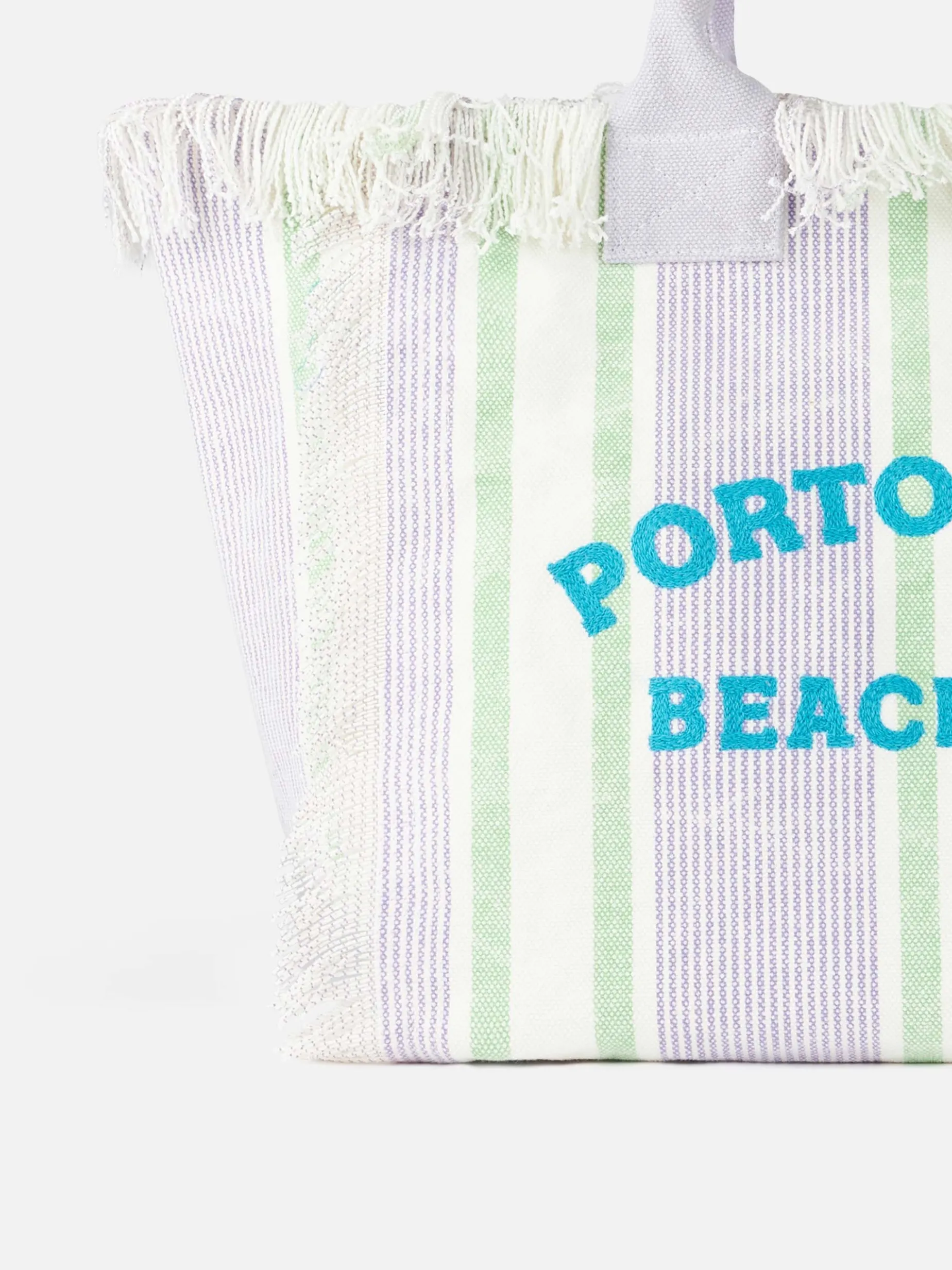 Gestreifte Vanity-Einkaufstasche aus Baumwoll-Canvas von Porto Cervo Beach Club
