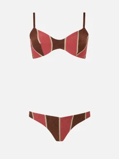 Gestreifter Lurex-Bralette-Bikini für Damen May Romy