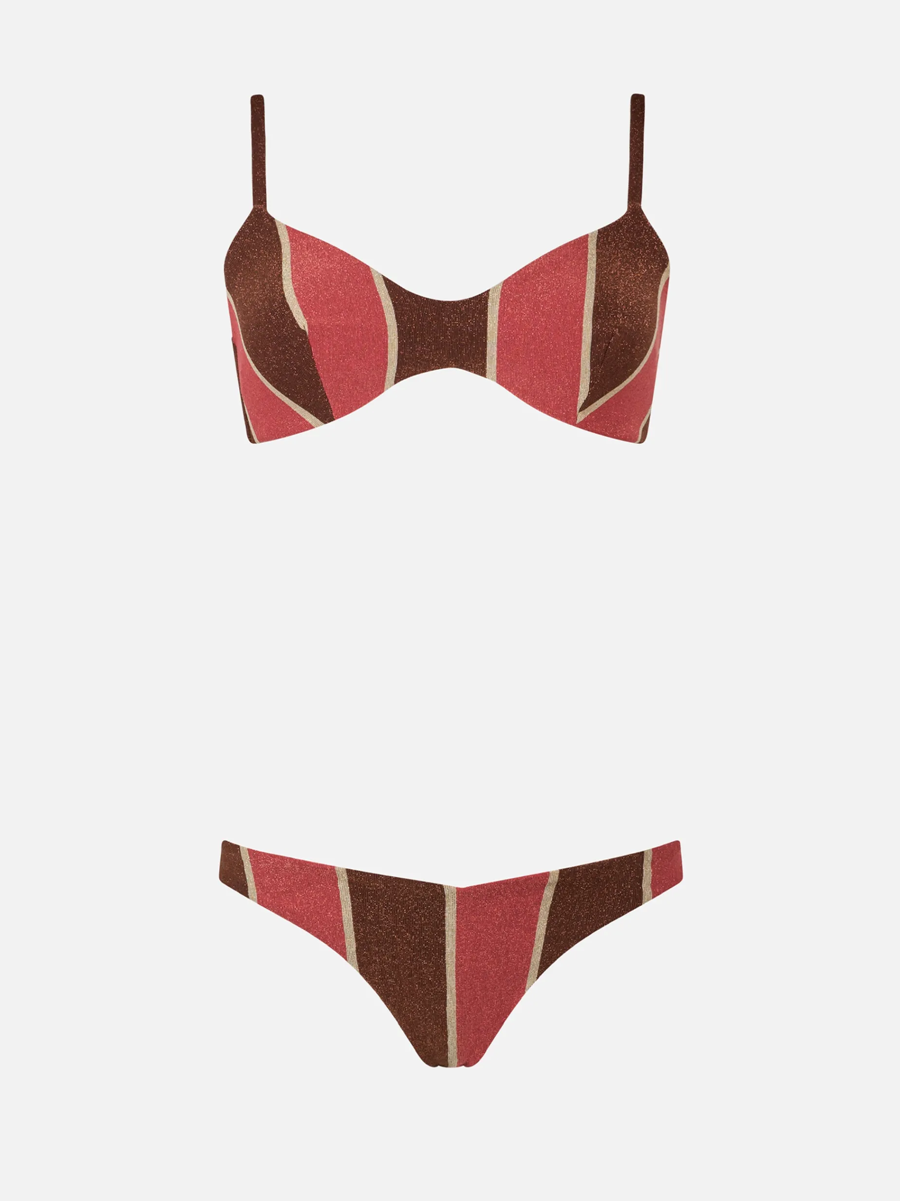 Gestreifter Lurex-Bralette-Bikini für Damen May Romy