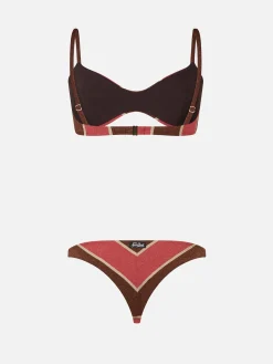 Gestreifter Lurex-Bralette-Bikini für Damen May Romy