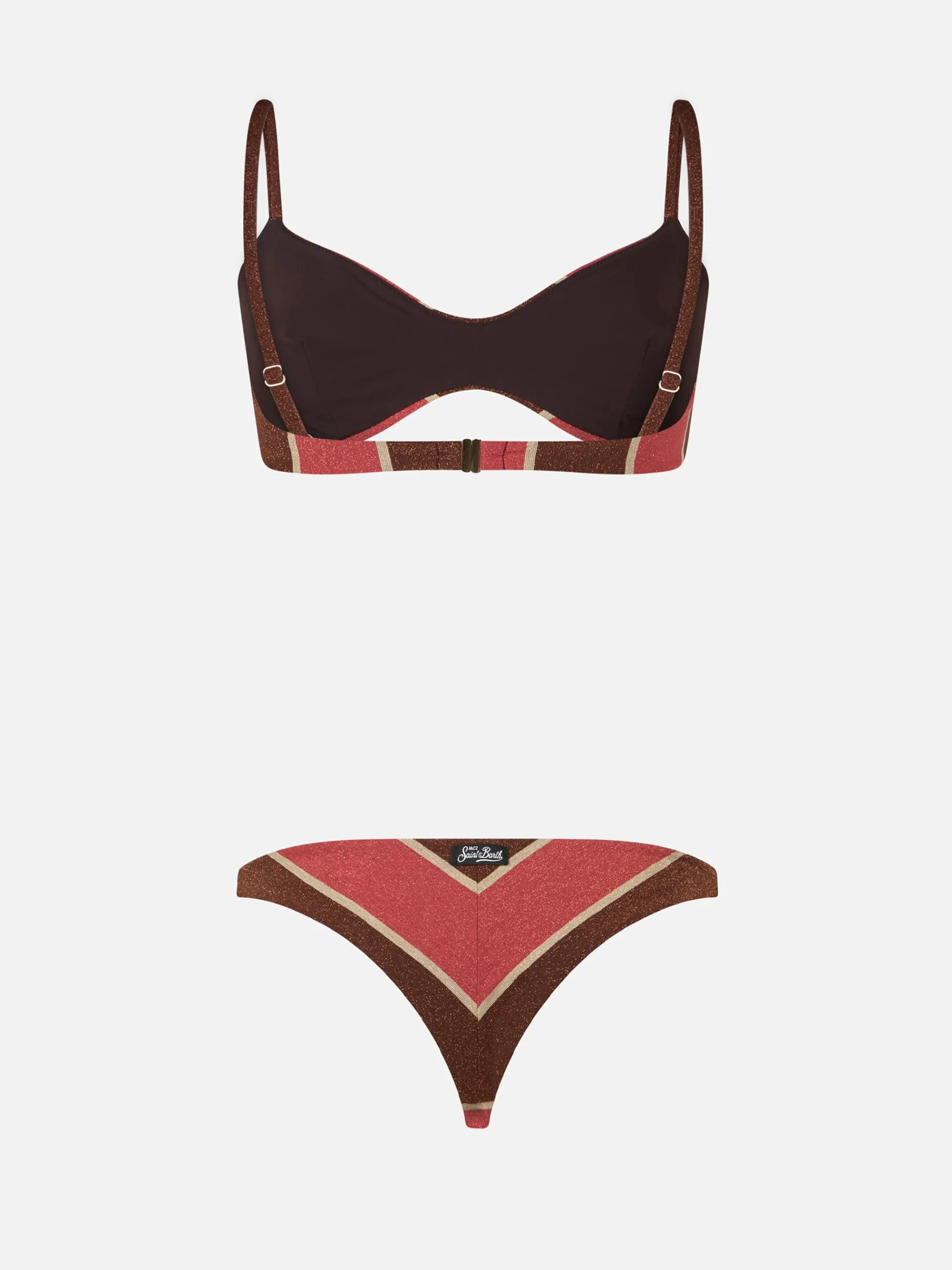 Gestreifter Lurex-Bralette-Bikini für Damen May Romy