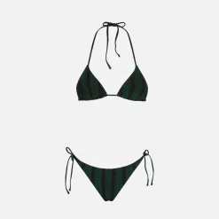 Gestreifter Triangel-Bikini für Damen aus Lurex