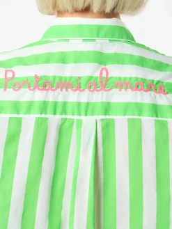 Gestreiftes Baumwollhemd mit Portami al mare-Stickerei