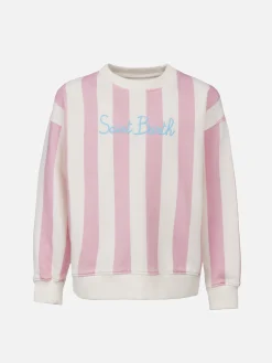 Gestreiftes Mädchen-Sweatshirt Briony mit Saint-Barth-Stickerei