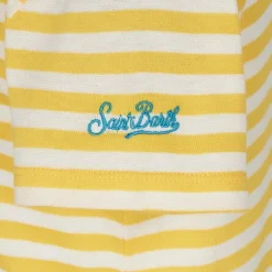 Gestreiftes Mädchen-T-Shirt mit St. Barth Princess-Stickerei