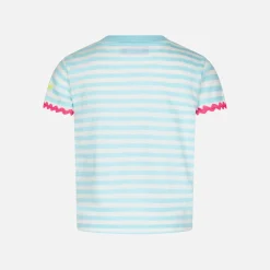 Gestreiftes Mädchen-T-Shirt mit Saint-Barth-Stickerei