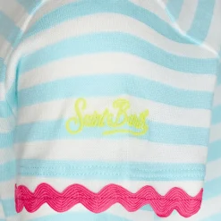 Gestreiftes Mädchen-T-Shirt mit Saint-Barth-Stickerei