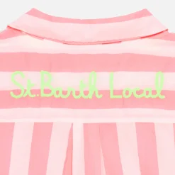 Gestreiftes Mini-Brigitte-Shirt mit St. Barth Local-Stickerei