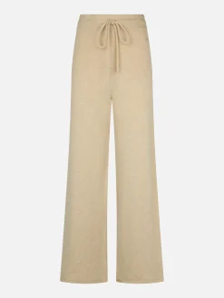 Gestrickte beige Palazzo-Hose