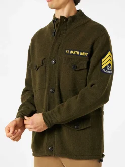 Gestrickte Feldjacke mit Patch