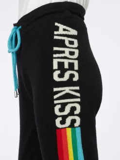 Gestrickte Jogginghose mit Regenbogen-Intarsie