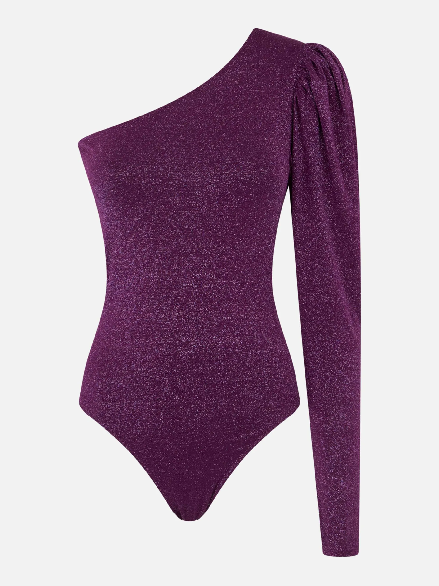 Gestrickter, glitzernder, lila One-Shoulder-Badeanzug/Bodywear
