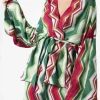 Gestrickter Kimono-Cardigan mit Chevron-Muster