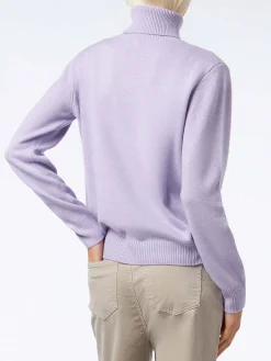 Gestrickter Rollkragenpullover für Damen in Flieder