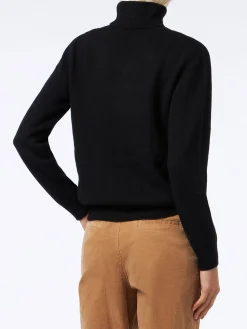 Gestrickter schwarzer Rollkragenpullover für Damen