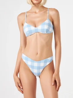Gingham-Bralette-Bikini mit frecher Badehose