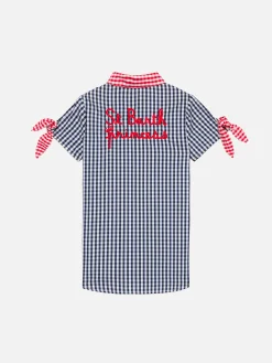 Gingham-Kleid für Mädchen mit St. Barth Princess-Stickerei